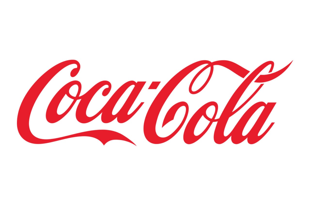 Coca-Cola logo with red cursive text on a white background.