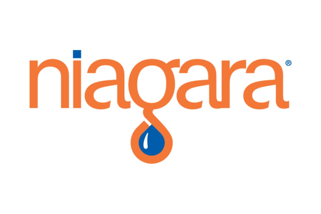 Logo of Niagara with stylized blue water droplet forming part of the letter "g" in orange text.